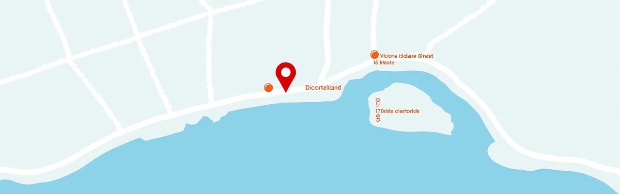 Abstract map visual showing a pin drop at Victoria Island, Lagos, symbolizing the company's address.