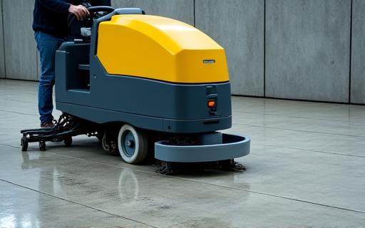 Industrial machine cleaning tile and grout floors